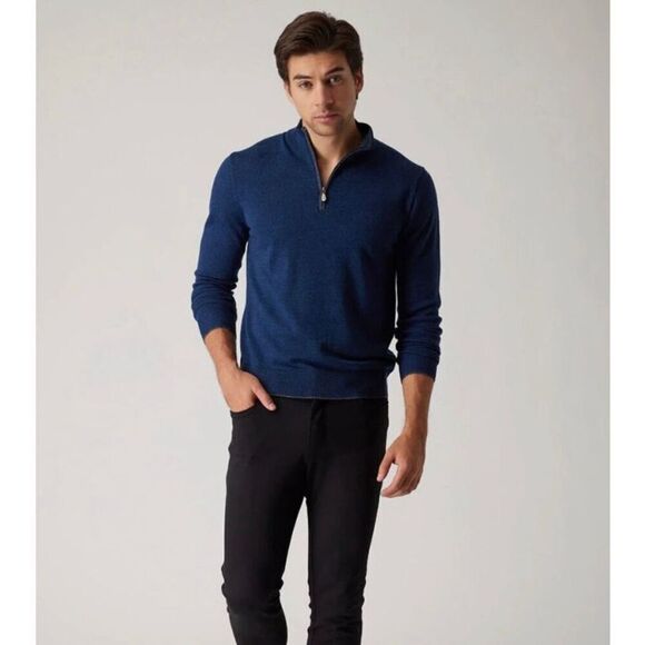 Raffi The Palmer 1/4 Zip Twilight Pullover Sweater Merino Wool XXL - Picture 1 of 9